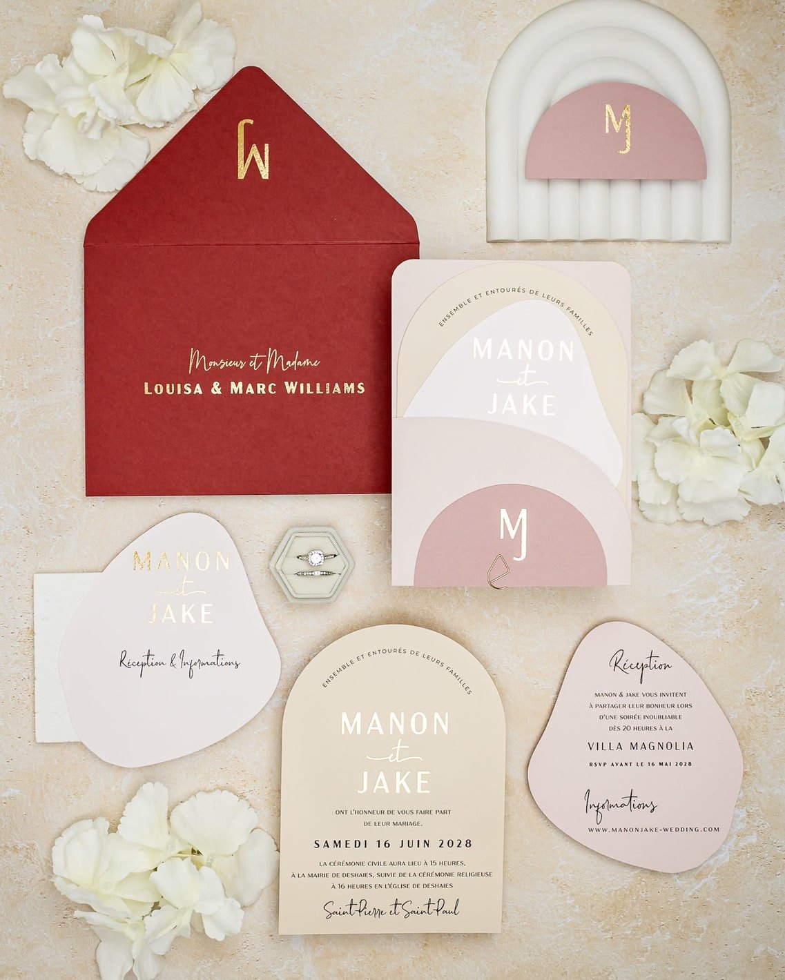 "Saphir" - Faire-part de mariage moderne, chic et élégant avec dorure or – Wedding stationery - Création Luxe Carterie Studio