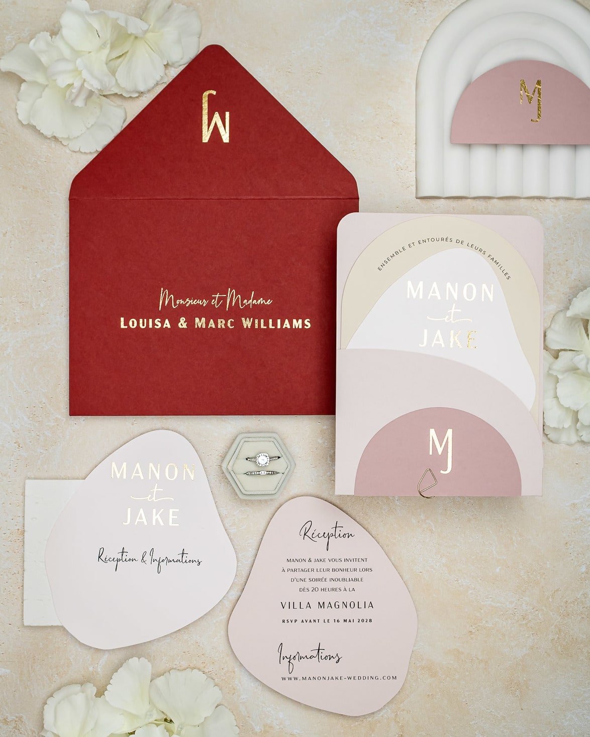 "Saphir" - Faire-part de mariage moderne, chic et élégant avec dorure or – Wedding stationery - Création Luxe Carterie Studio