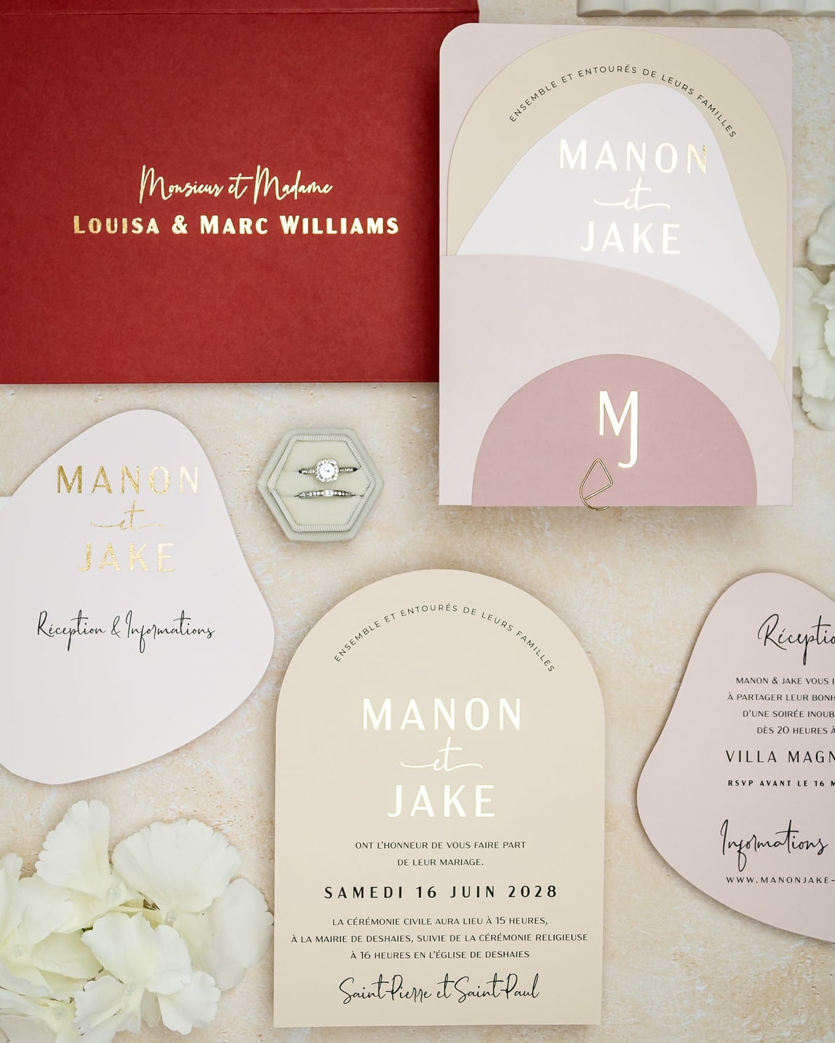"Saphir" - Faire-part de mariage moderne, chic et élégant avec dorure or – Wedding stationery - Création Luxe Carterie Studio