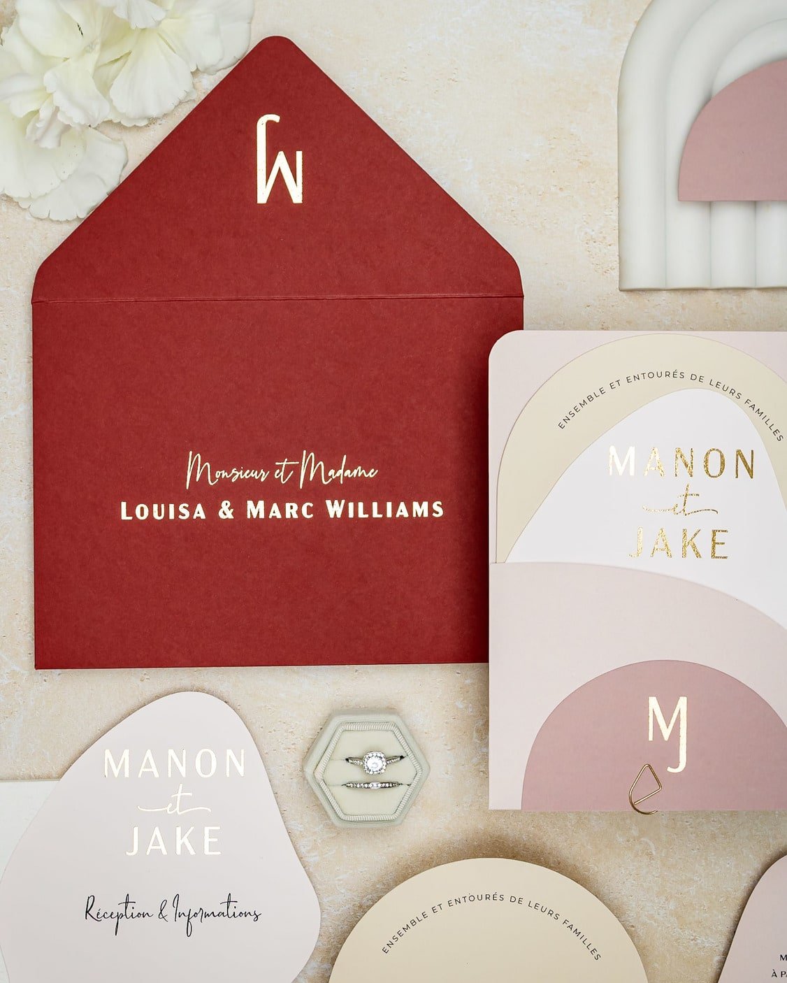 "Saphir" - Faire-part de mariage moderne, chic et élégant avec dorure or – Wedding stationery - Création Luxe Carterie Studio