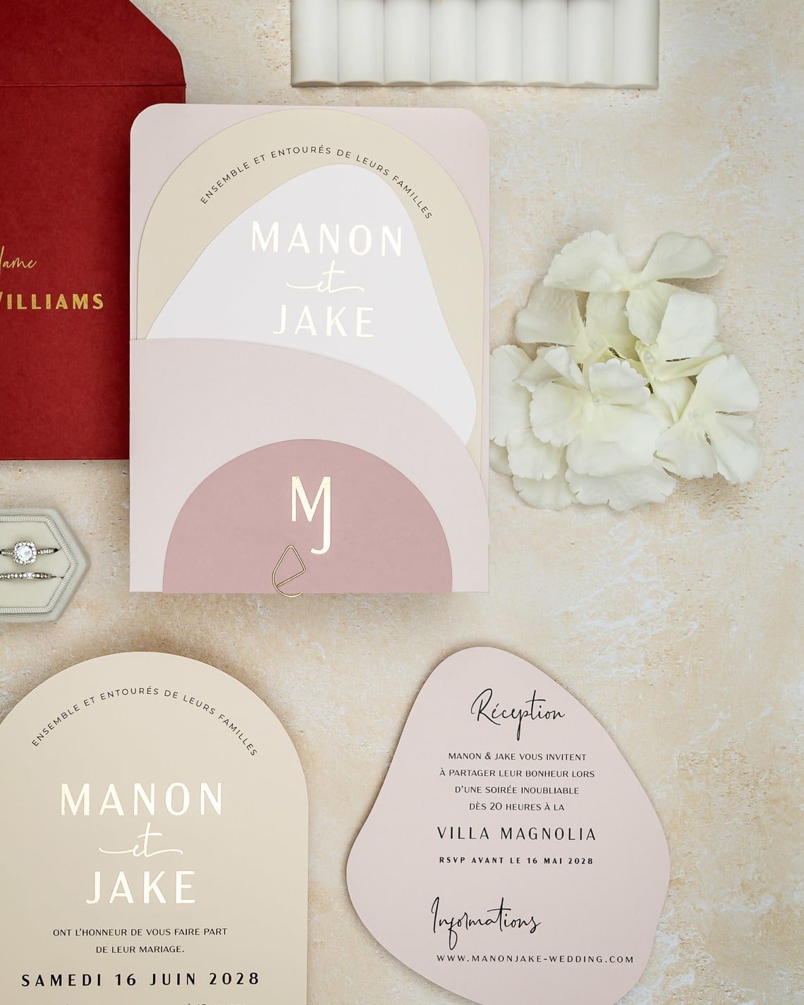 "Saphir" - Faire-part de mariage moderne, chic et élégant avec dorure or – Wedding stationery - Création Luxe Carterie Studio