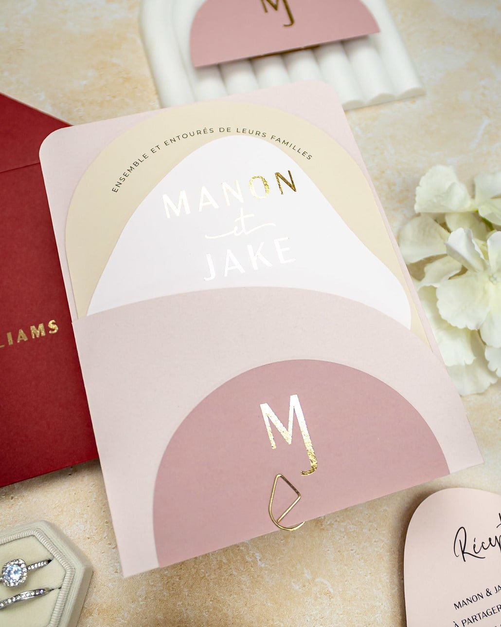 "Saphir" - Faire-part de mariage moderne, chic et élégant avec dorure or – Wedding stationery - Création Luxe Carterie Studio