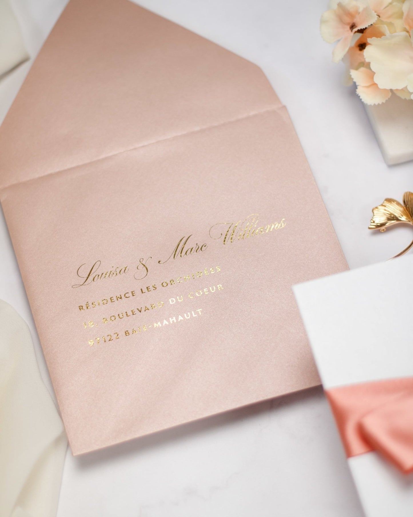 "Shani" - Faire-part de mariage chic, élégant et romantique avec dorure or - Wedding stationery - Création Luxe Carterie Studio