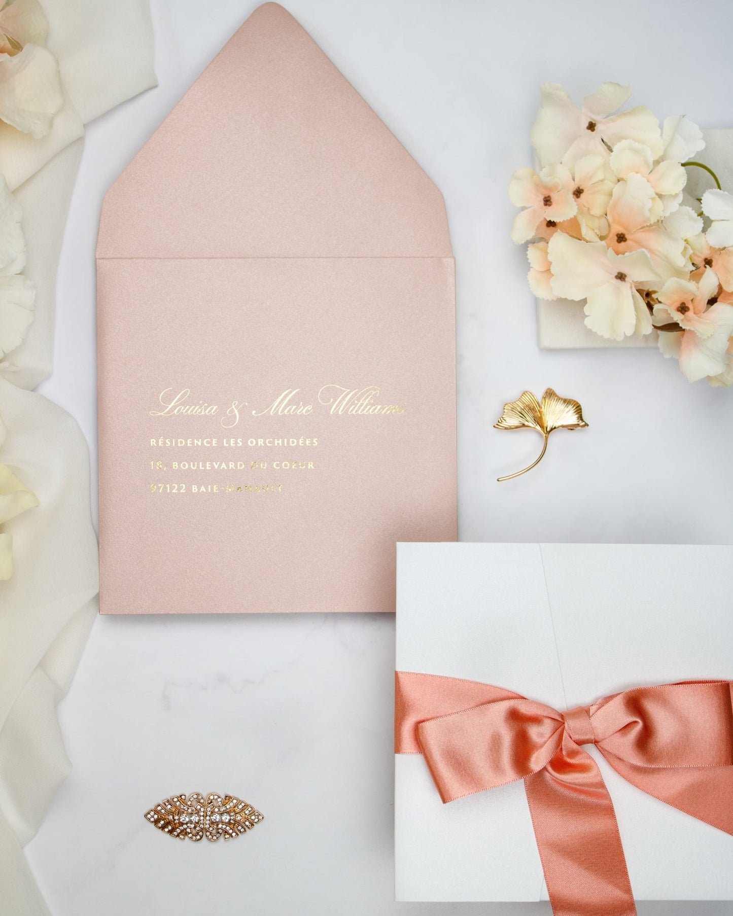 "Shani" - Faire-part de mariage chic, élégant et romantique avec dorure or - Wedding stationery - Création Luxe Carterie Studio