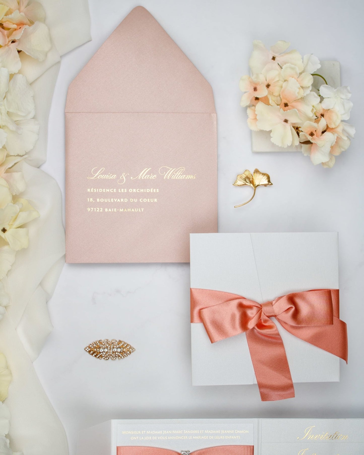 "Shani" - Faire-part de mariage chic, élégant et romantique avec dorure or - Wedding stationery - Création Luxe Carterie Studio