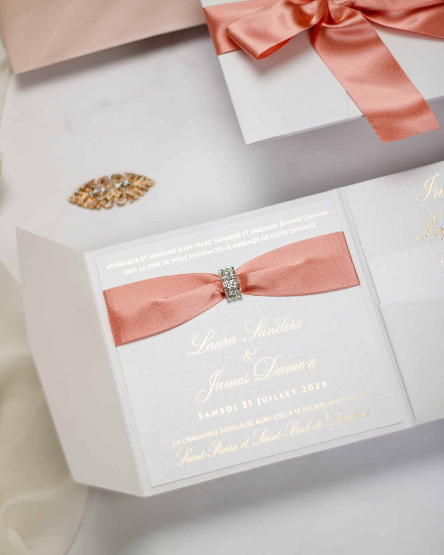 "Shani" - Faire-part de mariage chic, élégant et romantique avec dorure or - Wedding stationery - Création Luxe Carterie Studio
