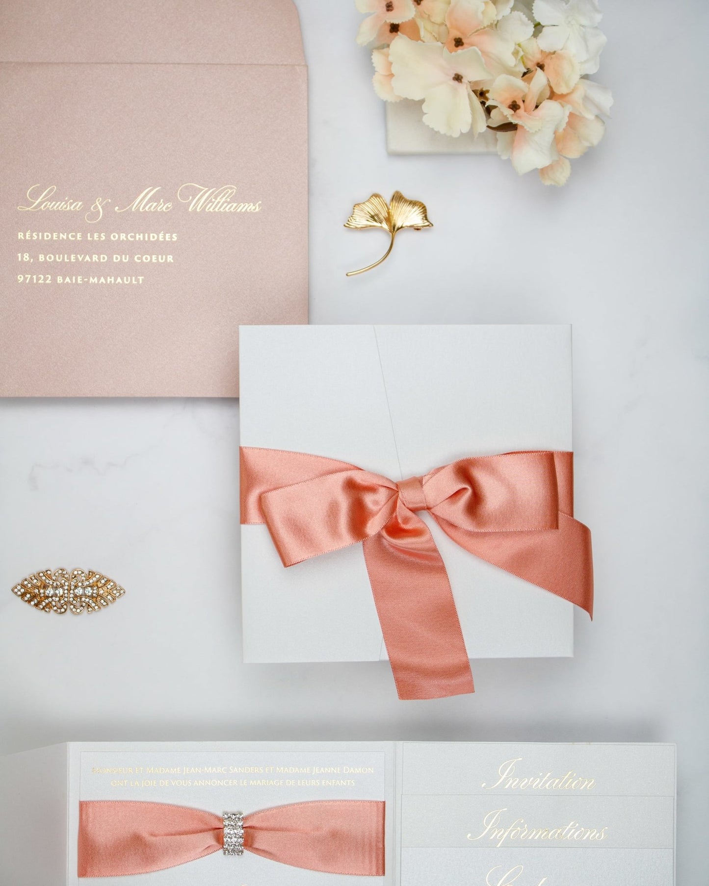 "Shani" - Faire-part de mariage chic, élégant et romantique avec dorure or - Wedding stationery - Création Luxe Carterie Studio