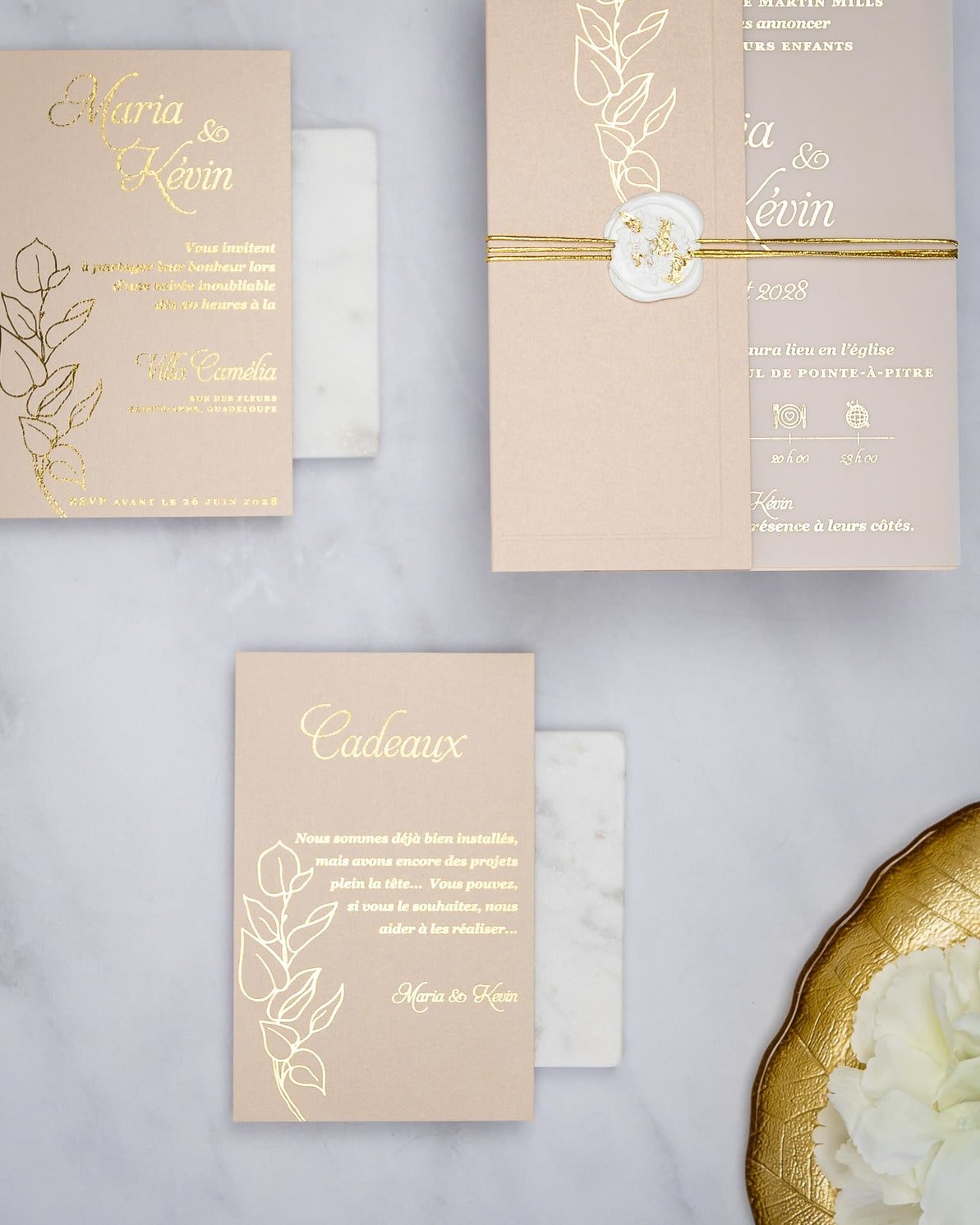 "Sienna" - Faire-part de mariage chic, élégant et romantique avec dorure or - Wedding stationery - Création Luxe Carterie Studio