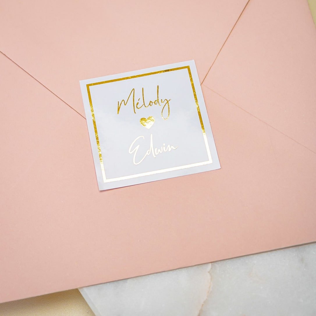 "Sonia - Sticker" - Faire-part de mariage chic, élégant et romantique avec dorure or - Wedding stationery - Création Luxe Carterie Studio
