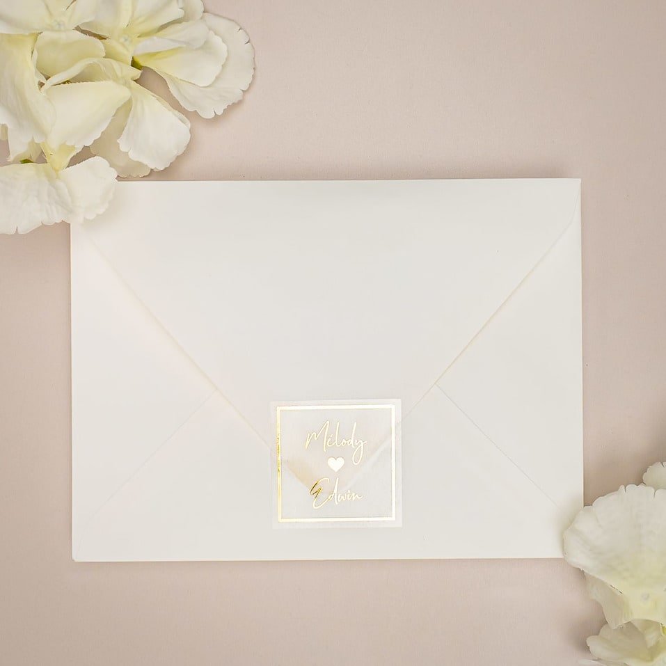 "Sonia - Sticker" - Faire-part de mariage chic, élégant et romantique avec dorure or - Wedding stationery - Création Luxe Carterie Studio