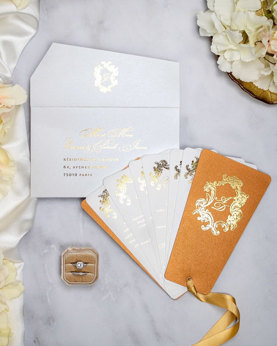 "Sophia" - Faire-part de mariage chic, élégant et romantique avec dorure or - Wedding stationery - Création Luxe Carterie Studio