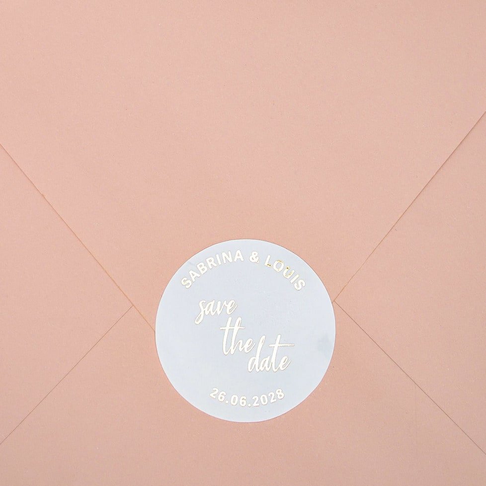 "Sticker - "Save the date"" – Sticker de mariage chic et élégant avec dorure or pour cadeaux d’invités – Papeterie de mariage - Wedding stationery - Création Luxe Carterie Studio