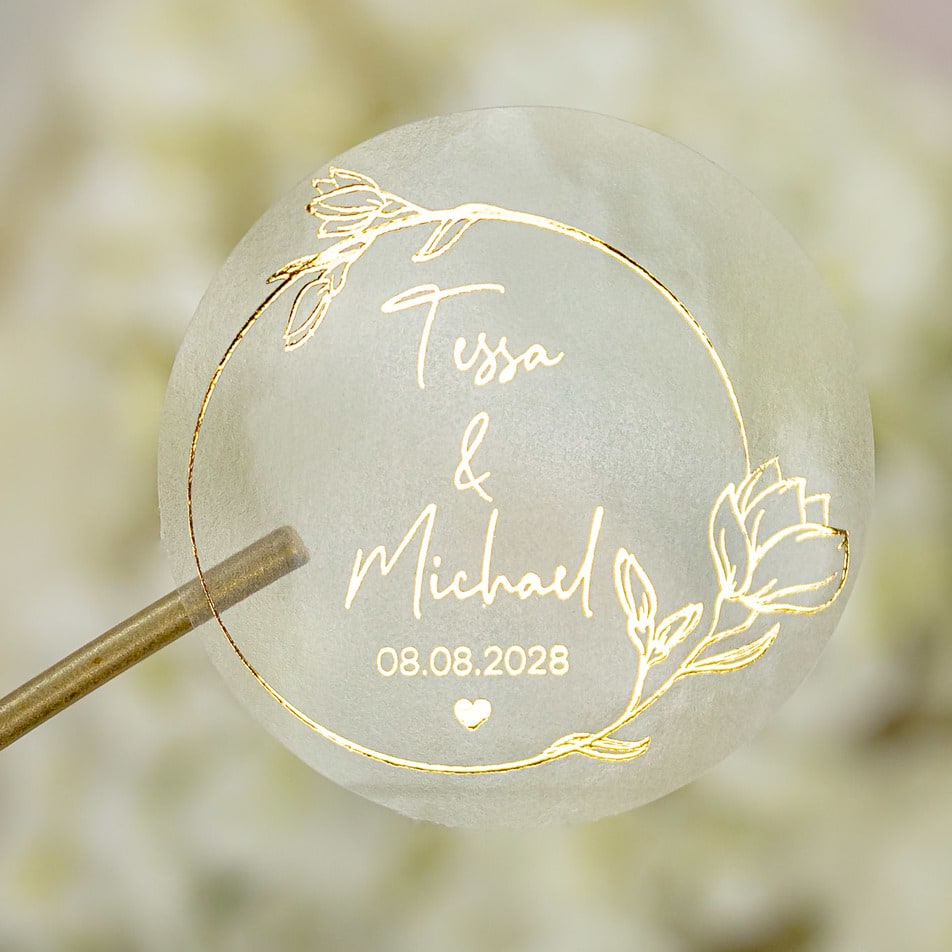 "Dania - Sticker" - Faire-part de mariage chic, élégant et romantique avec dorure or - Wedding stationery - Création Luxe Carterie Studio