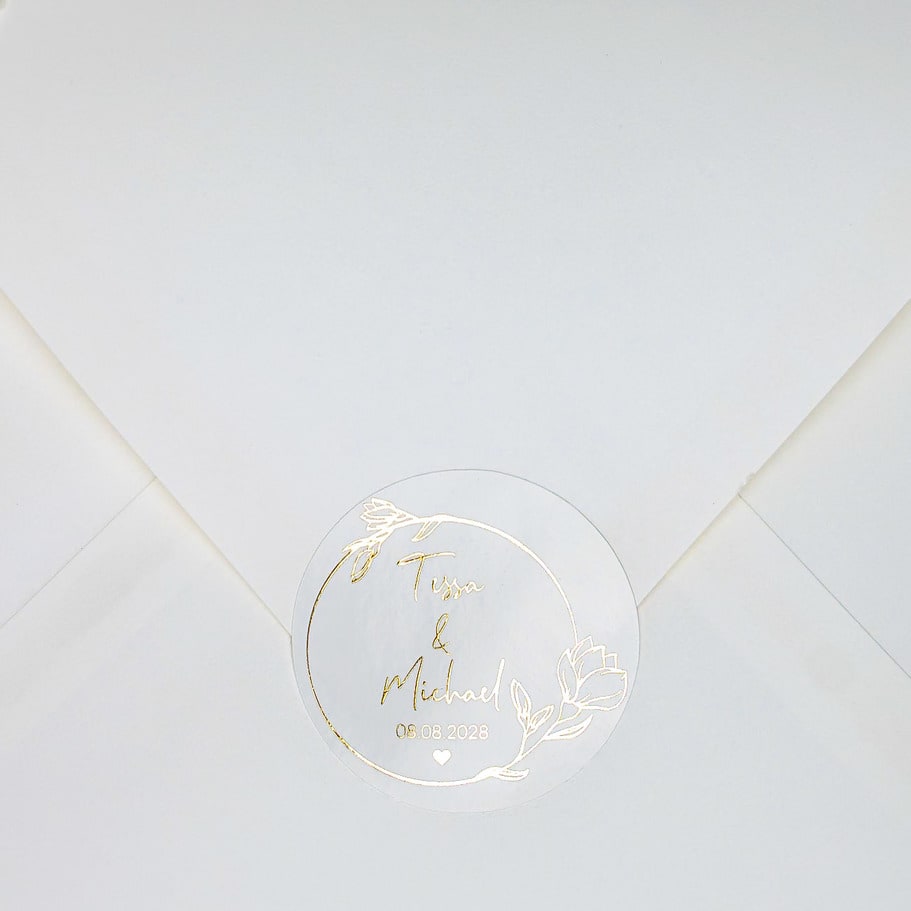 "Dania - Sticker" - Faire-part de mariage chic, élégant et romantique avec dorure or - Wedding stationery - Création Luxe Carterie Studio