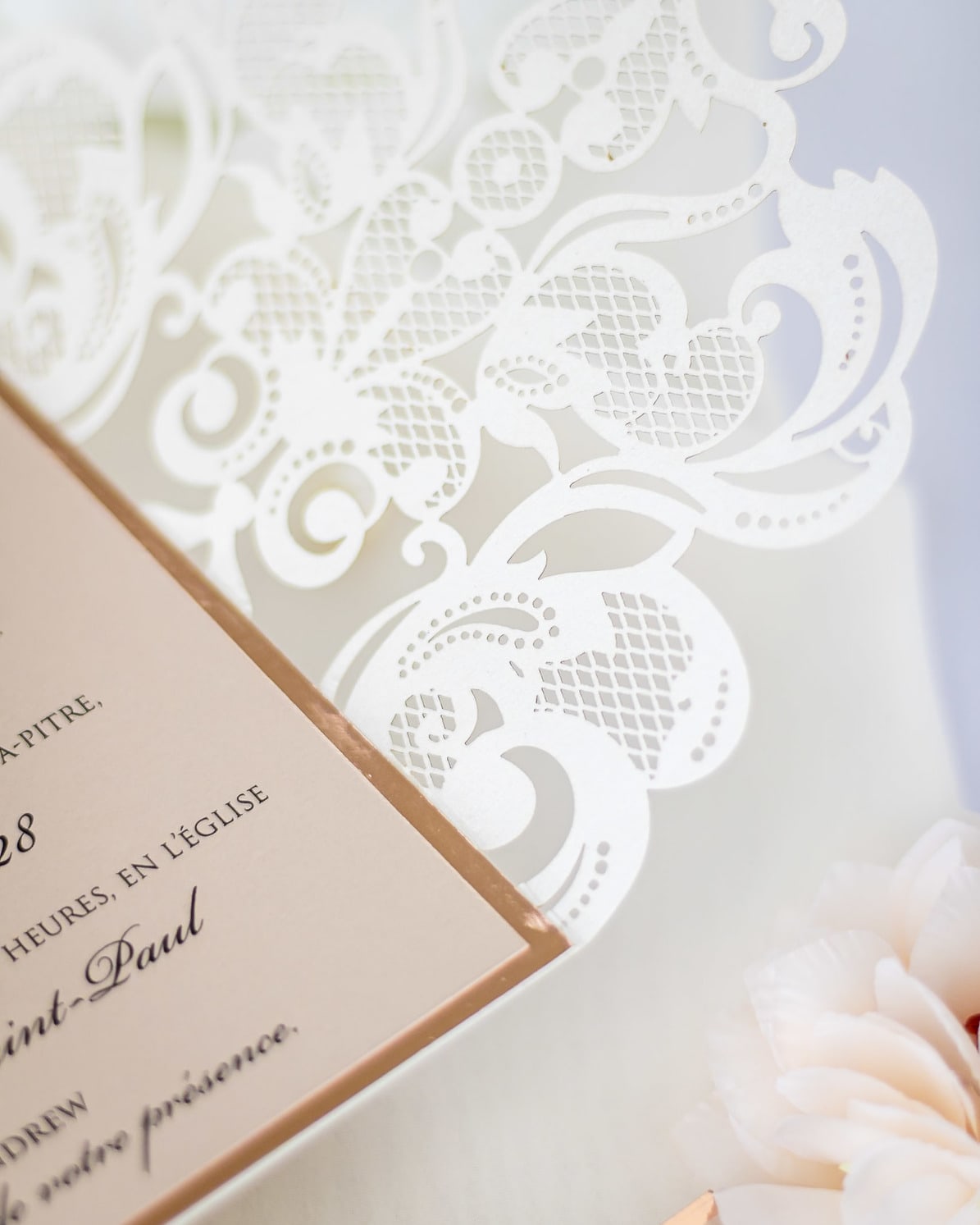 "Sweet" - Faire-part de mariage laser cut élégant et romantique avec dorure or - Wedding stationery - Création Luxe Carterie Studio