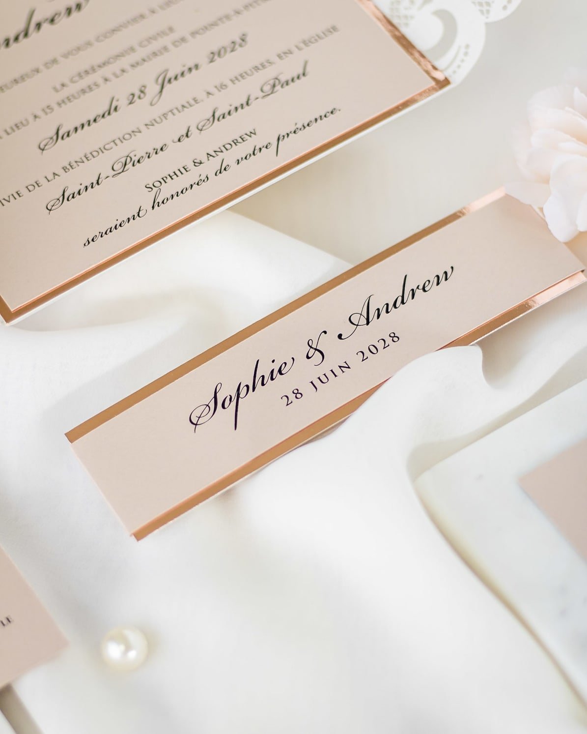 "Sweet" - Faire-part de mariage laser cut élégant et romantique avec dorure or - Wedding stationery - Création Luxe Carterie Studio