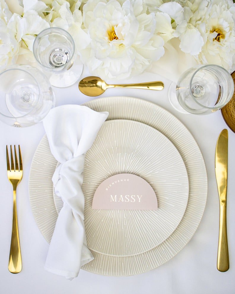 "Sya - Marque-place" – Marque-place chic, élégant et romantique avec dorure or pour réception de mariage – Papeterie de mariage - Wedding stationery - Création Luxe Carterie Studio