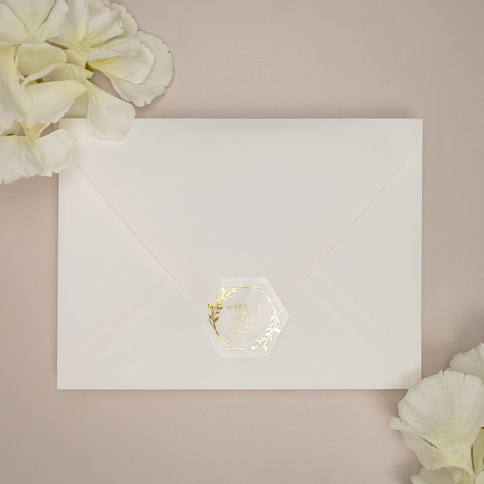 "Tania - Sticker" - Faire-part de mariage chic, élégant et romantique avec dorure or - Wedding stationery - Création Luxe Carterie Studio
