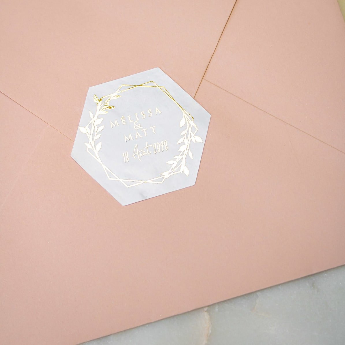 "Tania - Sticker" - Faire-part de mariage chic, élégant et romantique avec dorure or - Wedding stationery - Création Luxe Carterie Studio