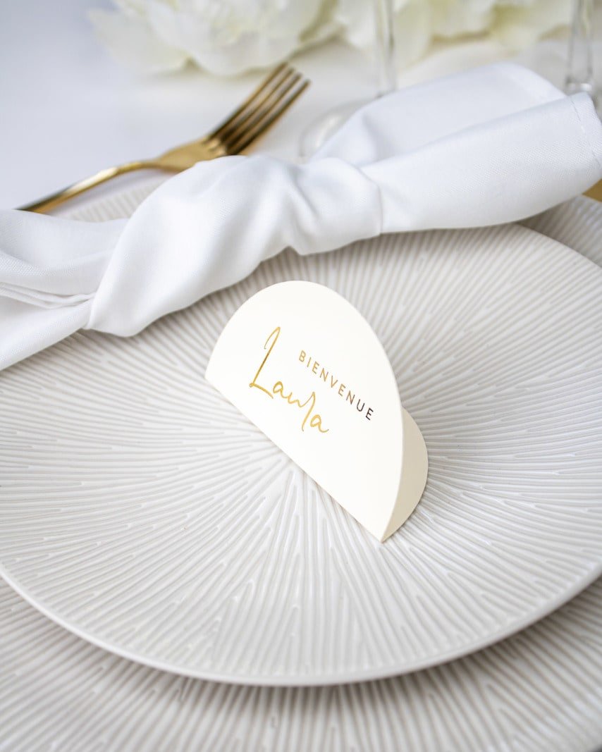 "Tara - Marque-place" – Marque-place chic, élégant et romantique avec dorure or pour réception de mariage – Papeterie de mariage - Wedding stationery - Création Luxe Carterie Studio