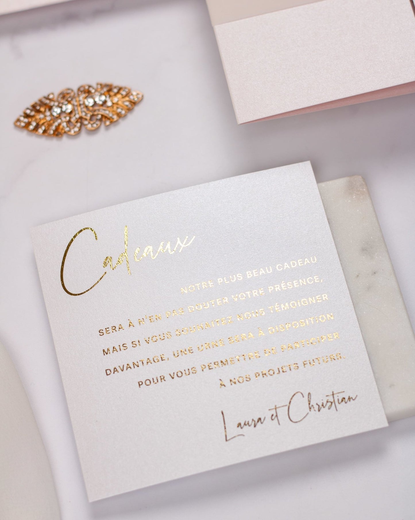 "Topaze" - Faire-part de mariage chic, élégant et romantique avec dorure or - Wedding stationery - Création Luxe Carterie Studio