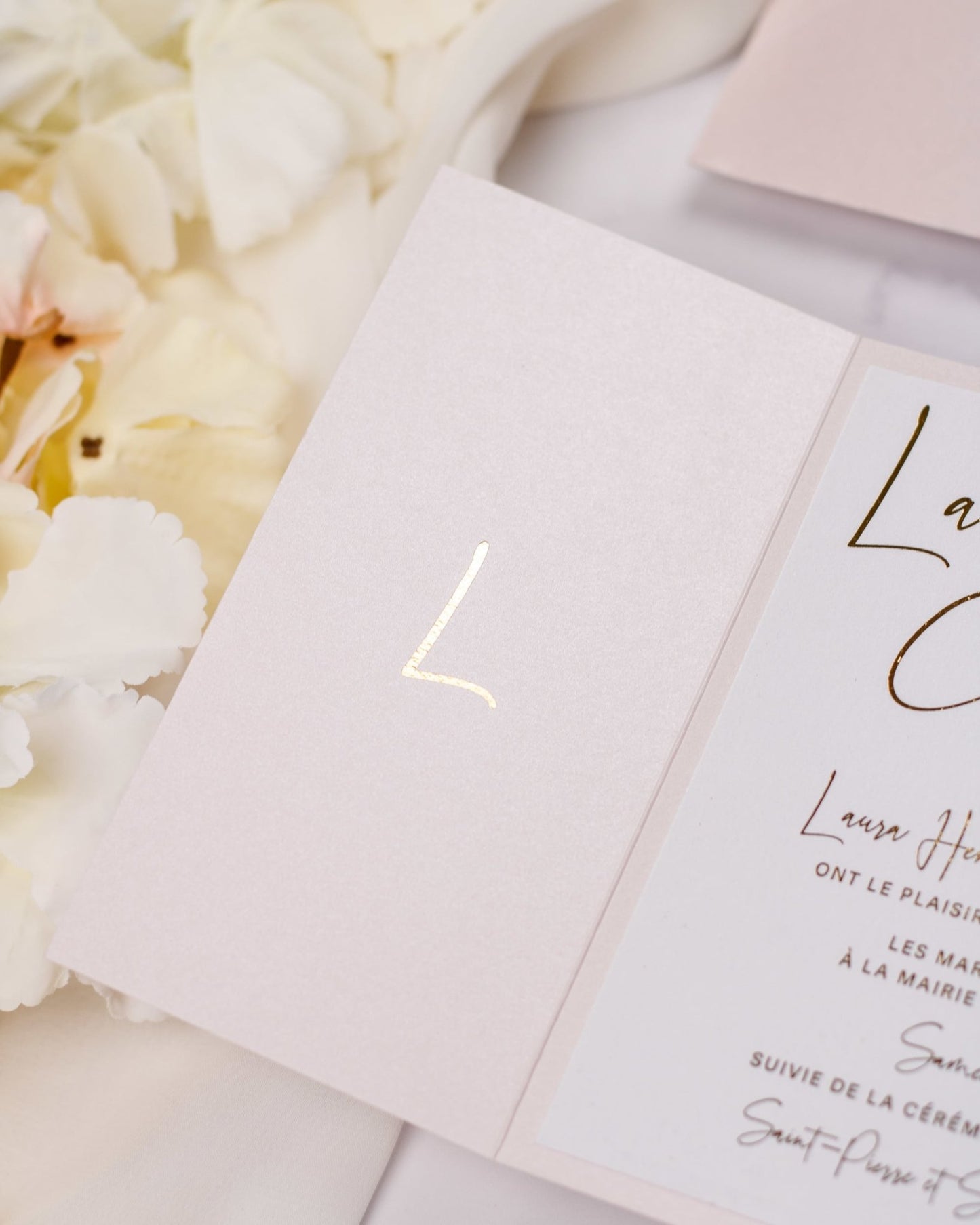 "Topaze" - Faire-part de mariage chic, élégant et romantique avec dorure or - Wedding stationery - Création Luxe Carterie Studio