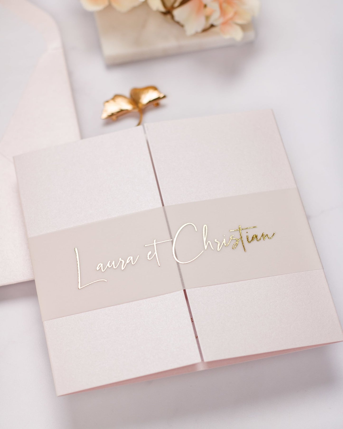 "Topaze" - Faire-part de mariage chic, élégant et romantique avec dorure or - Wedding stationery - Création Luxe Carterie Studio