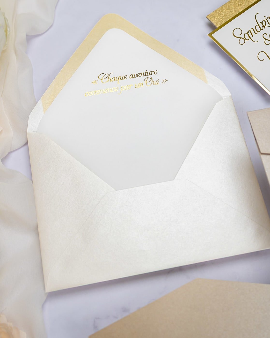 "Trendy" - Faire-part de mariage chic, élégant et romantique avec dorure or - Wedding stationery - Création Luxe Carterie Studio