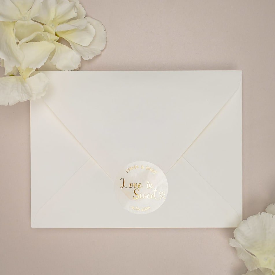"Ulla - Sticker" - Faire-part de mariage chic, élégant et romantique avec dorure or - Wedding stationery - Création Luxe Carterie Studio