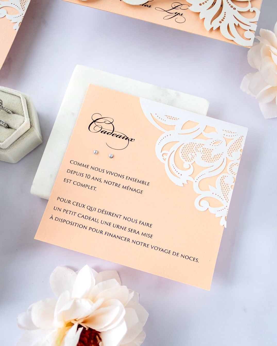 "Valentine" - Faire-part de mariage laser cut élégant et romantique avec dorure or - Wedding stationery - Création Luxe Carterie Studio