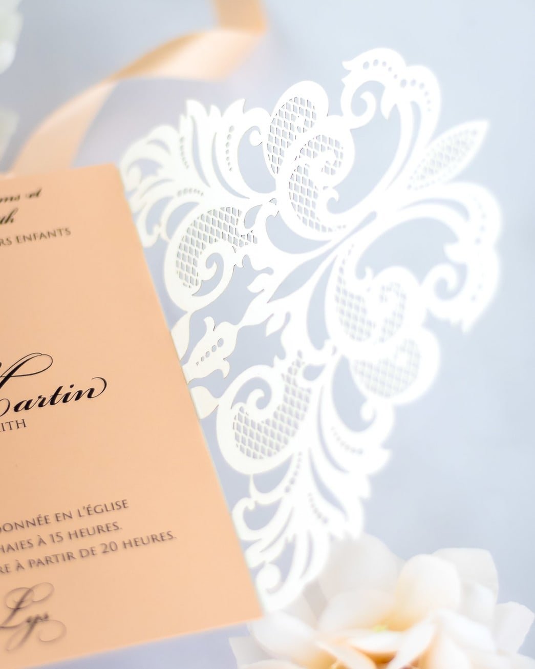 "Valentine" - Faire-part de mariage laser cut élégant et romantique avec dorure or - Wedding stationery - Création Luxe Carterie Studio