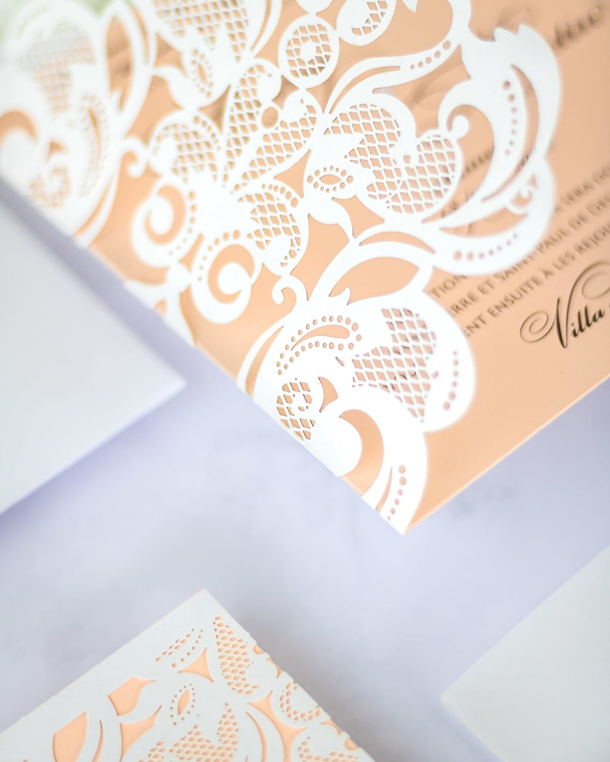 "Valentine" - Faire-part de mariage laser cut élégant et romantique avec dorure or - Wedding stationery - Création Luxe Carterie Studio
