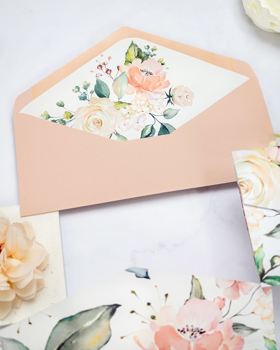 "Vany" - Faire-part de mariage fleuris élégant et romantique avec dorure or et wax seal – Wedding stationery - Création Luxe Carterie Studio