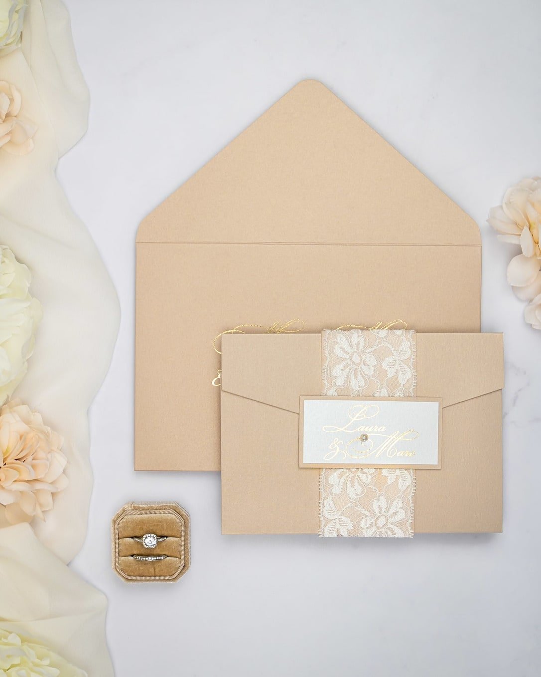 "Victoria" - Faire-part de mariage chic, élégant et romantique avec dorure or - Wedding stationery - Création Luxe Carterie Studio