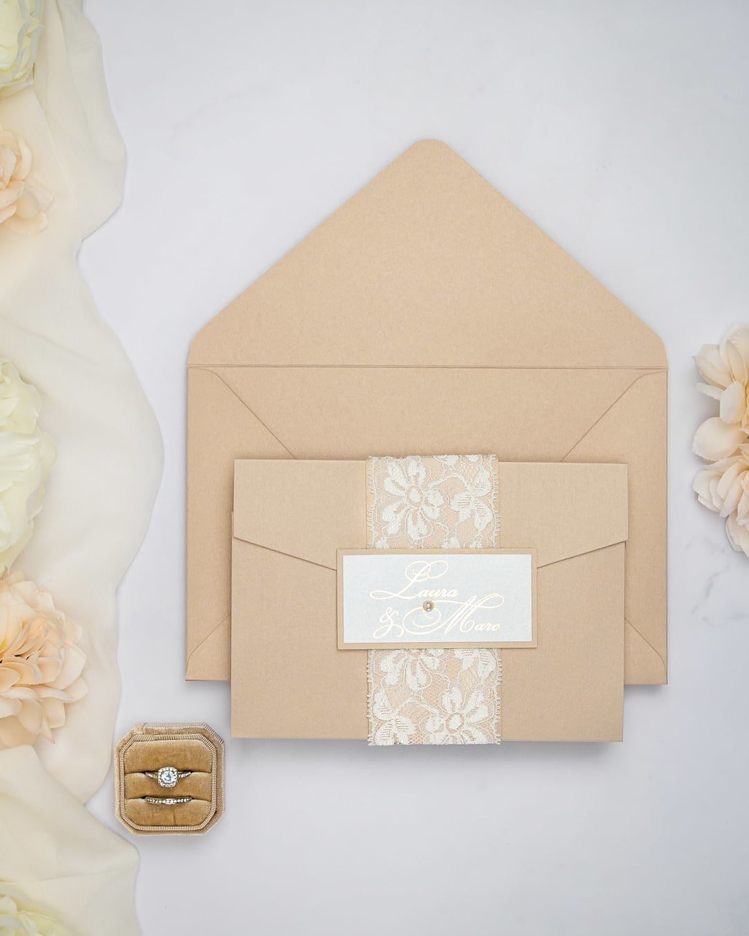 "Victoria" - Faire-part de mariage chic, élégant et romantique avec dorure or - Wedding stationery - Création Luxe Carterie Studio