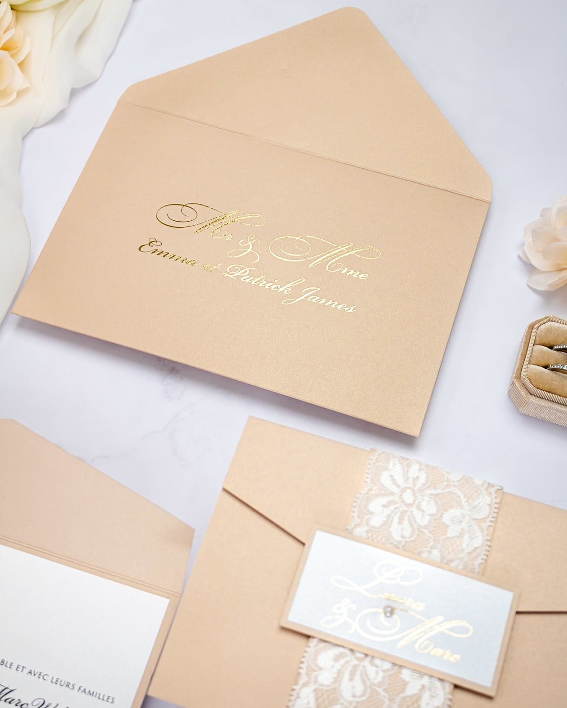 "Victoria" - Faire-part de mariage chic, élégant et romantique avec dorure or - Wedding stationery - Création Luxe Carterie Studio