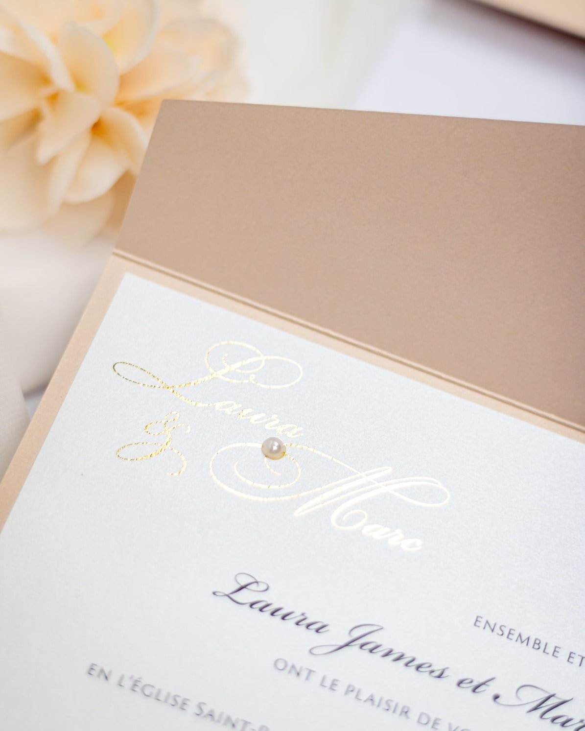 "Victoria" - Faire-part de mariage chic, élégant et romantique avec dorure or - Wedding stationery - Création Luxe Carterie Studio