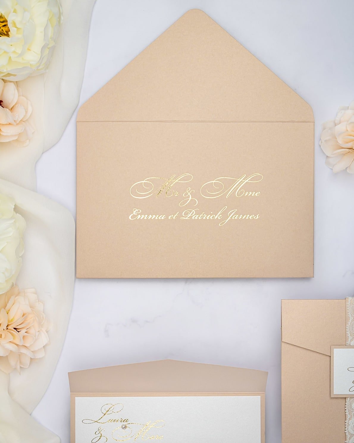 "Victoria" - Faire-part de mariage chic, élégant et romantique avec dorure or - Wedding stationery - Création Luxe Carterie Studio