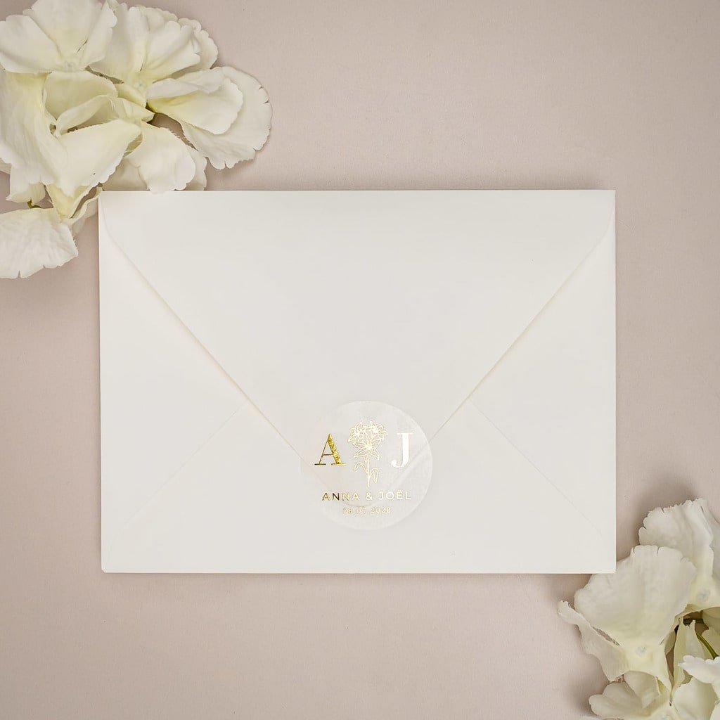 "Viola - Sticker" - Faire-part de mariage chic, élégant et romantique avec dorure or - Wedding stationery - Création Luxe Carterie Studio