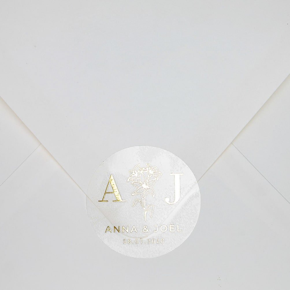 "Viola - Sticker" - Faire-part de mariage chic, élégant et romantique avec dorure or - Wedding stationery - Création Luxe Carterie Studio