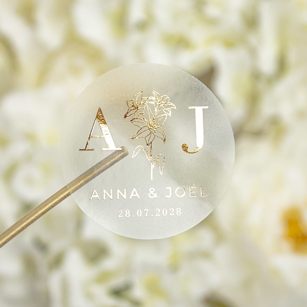 "Viola - Sticker" - Faire-part de mariage chic, élégant et romantique avec dorure or - Wedding stationery - Création Luxe Carterie Studio