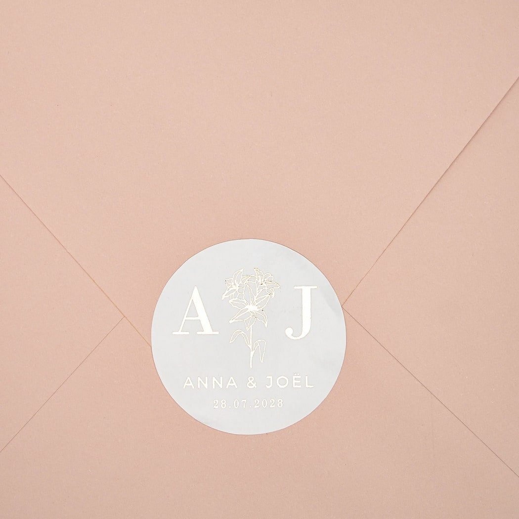 "Viola - Sticker" - Faire-part de mariage chic, élégant et romantique avec dorure or - Wedding stationery - Création Luxe Carterie Studio