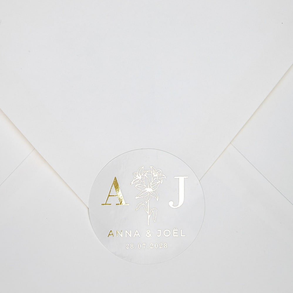 "Viola - Sticker" - Faire-part de mariage chic, élégant et romantique avec dorure or - Wedding stationery - Création Luxe Carterie Studio