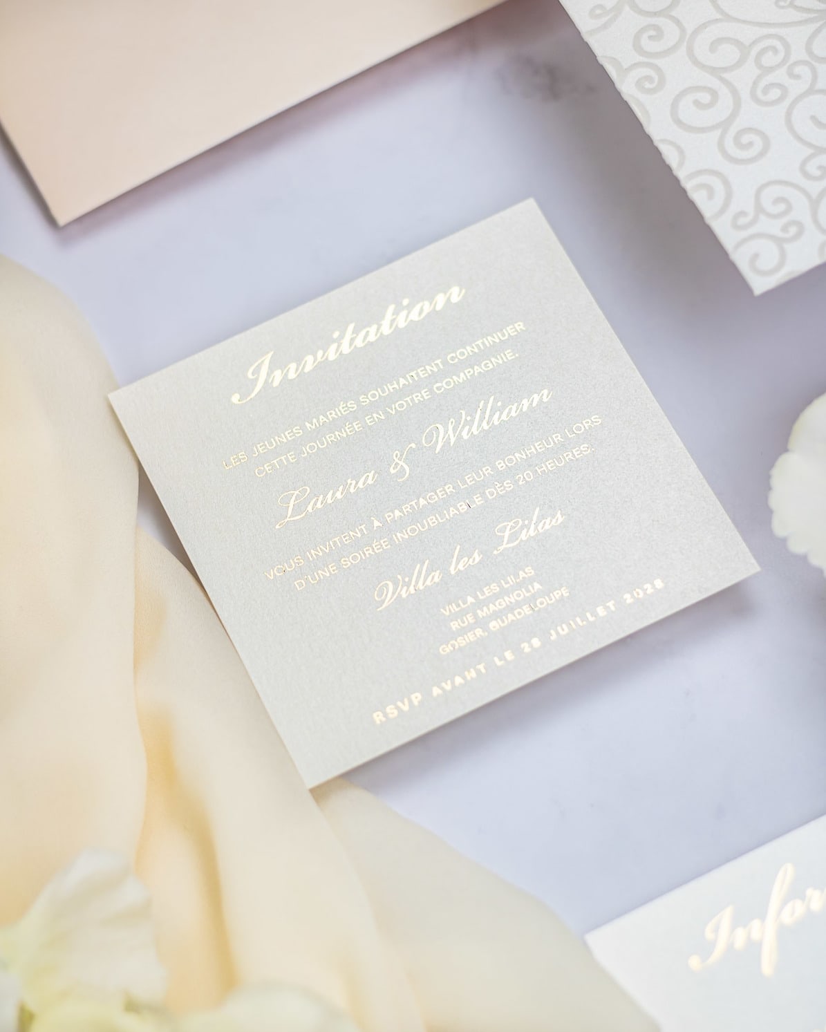"Willa" - Faire-part de mariage chic, élégant et romantique avec dorure or - Wedding stationery - Création Luxe Carterie Studio