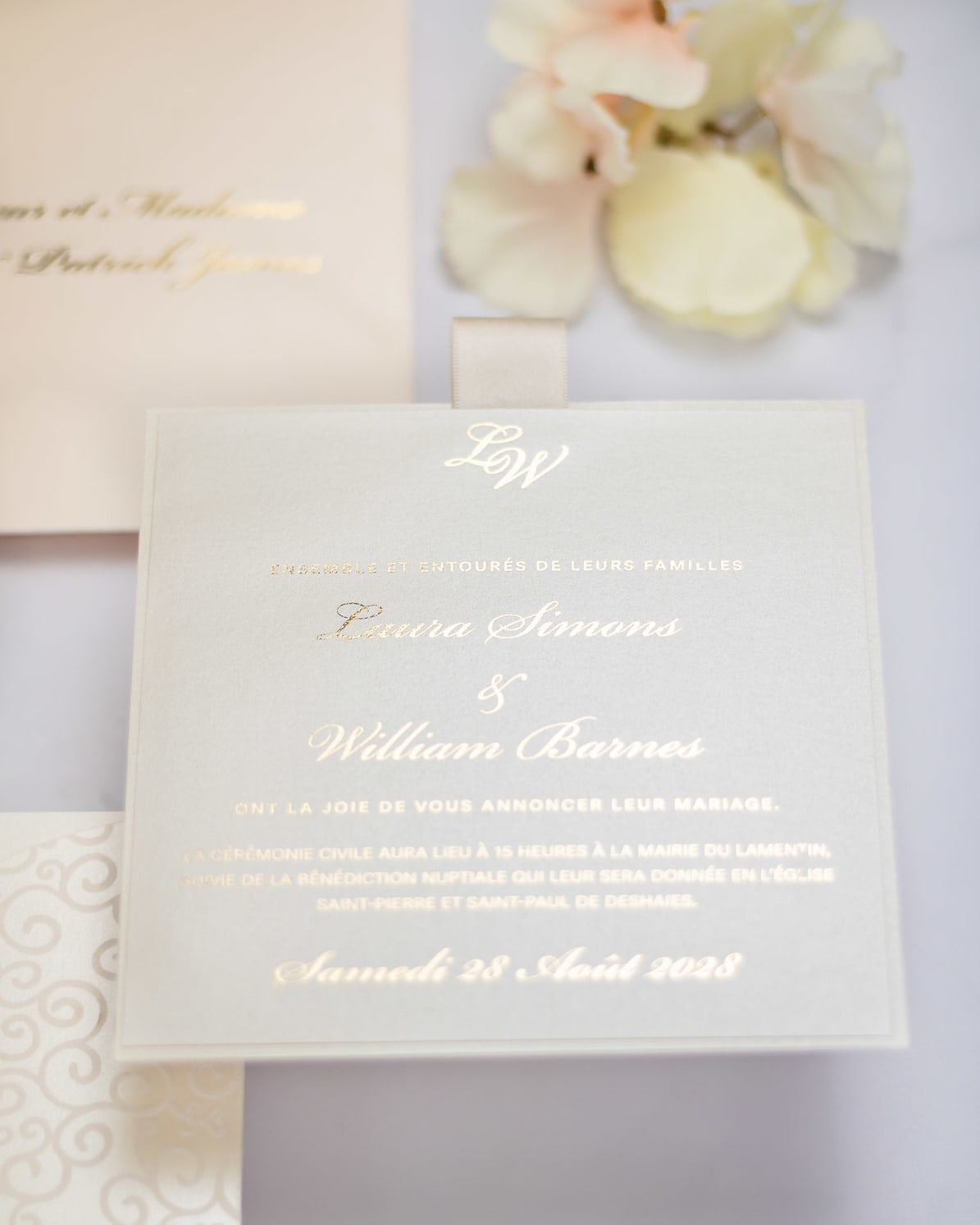 "Willa" - Faire-part de mariage chic, élégant et romantique avec dorure or - Wedding stationery - Création Luxe Carterie Studio