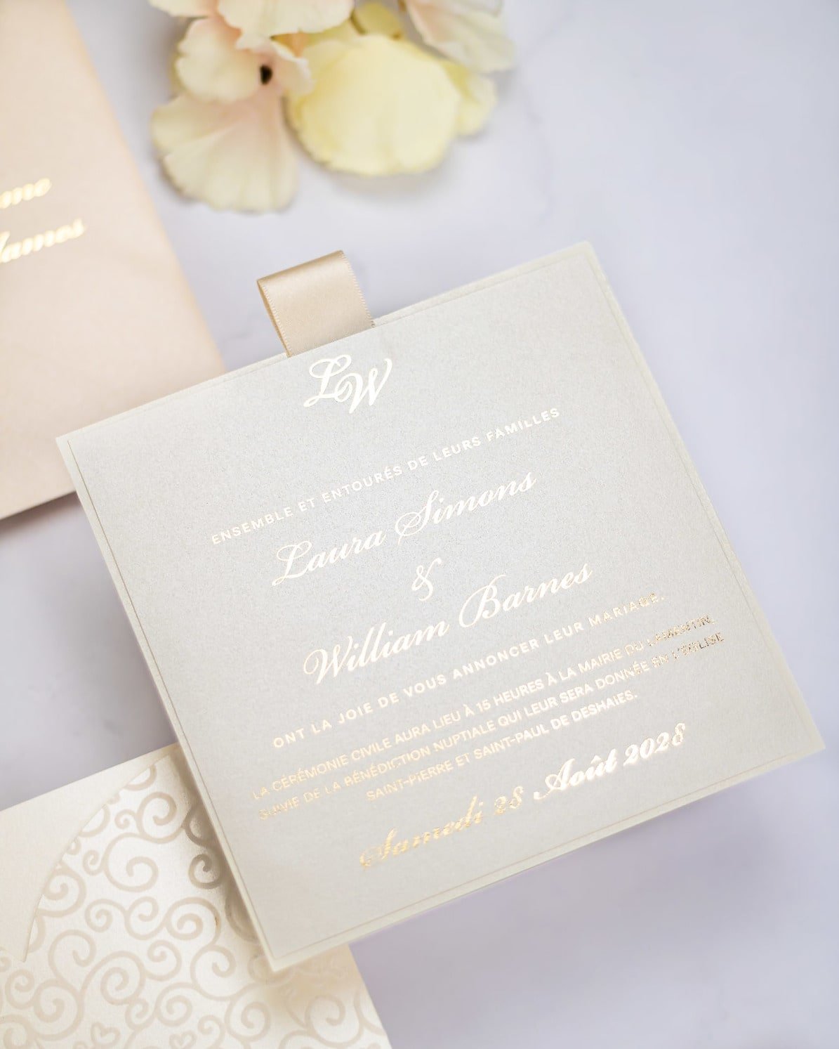 "Willa" - Faire-part de mariage chic, élégant et romantique avec dorure or - Wedding stationery - Création Luxe Carterie Studio