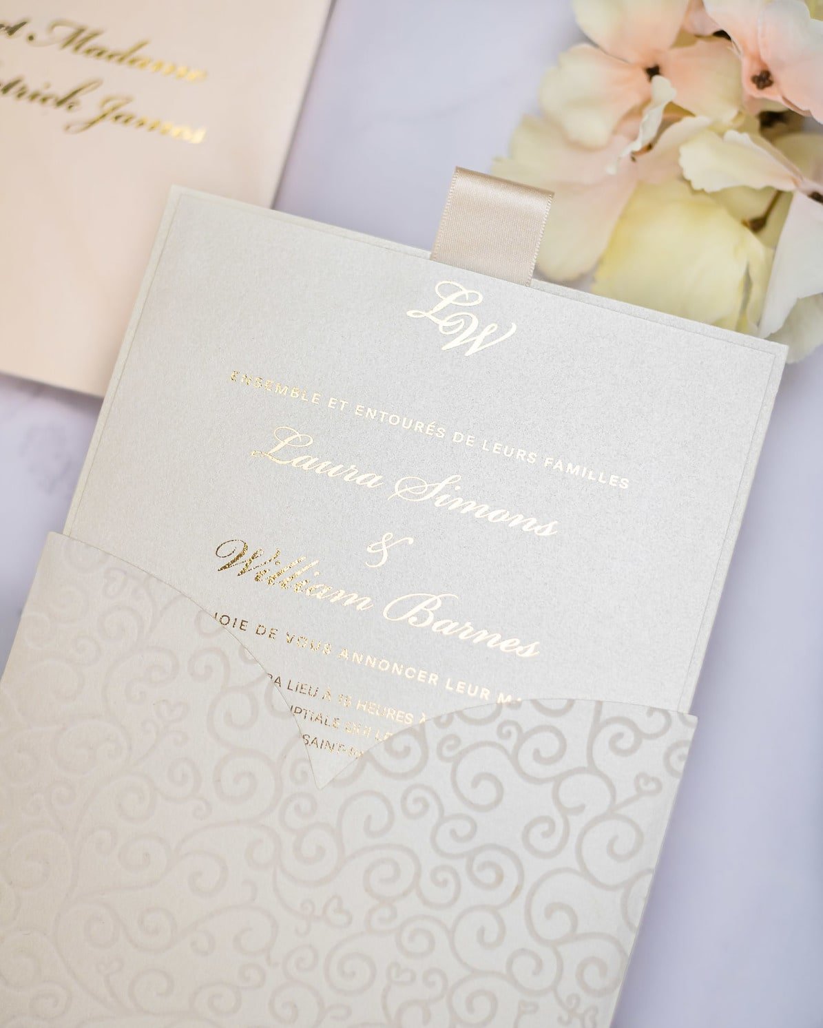 "Willa" - Faire-part de mariage chic, élégant et romantique avec dorure or - Wedding stationery - Création Luxe Carterie Studio