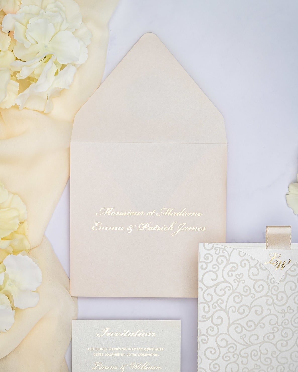 "Willa" - Faire-part de mariage chic, élégant et romantique avec dorure or - Wedding stationery - Création Luxe Carterie Studio