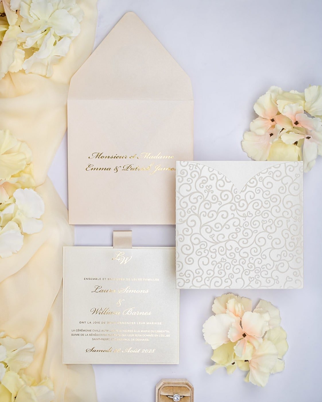 "Willa" - Faire-part de mariage chic, élégant et romantique avec dorure or - Wedding stationery - Création Luxe Carterie Studio