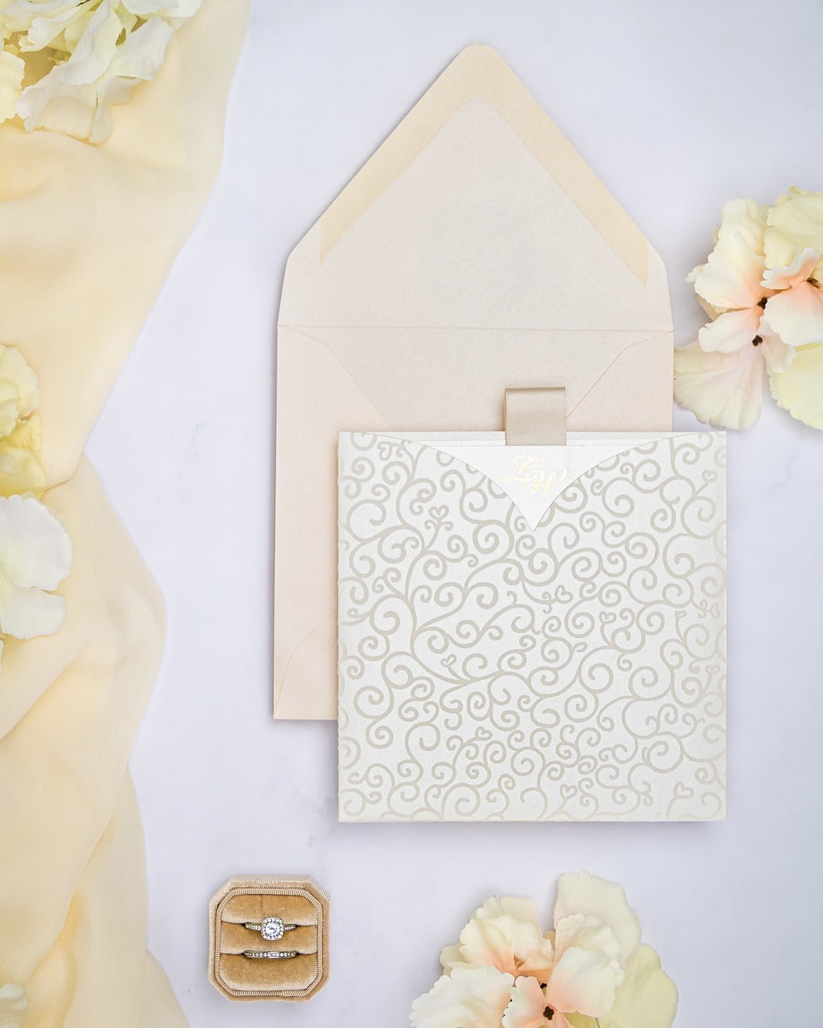 "Willa" - Faire-part de mariage chic, élégant et romantique avec dorure or - Wedding stationery - Création Luxe Carterie Studio